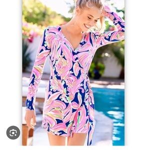 Lilly Pulitzer Tiki Wrap Romper in banana flambé